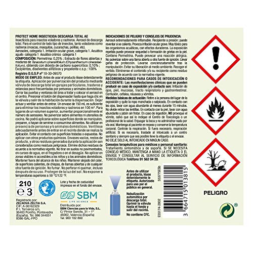 Insecticida descarga total, automático, ideal frente a insectos voladores y rastreros en lugares de difícil acceso. Fácil de usar y eficaz.