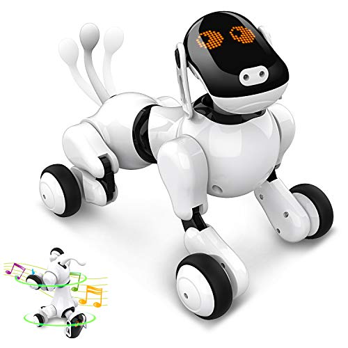 Inteligente Robot Perro Juguete, Juguetes de Cachorro de Robot Recargables Programables Inteligentes Interactivos Mascotas Electronicas Voz App Toque Control con Altavoz Bluetooth para Niños Niñas