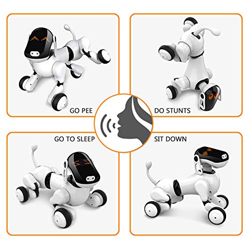 Inteligente Robot Perro Juguete, Juguetes de Cachorro de Robot Recargables Programables Inteligentes Interactivos Mascotas Electronicas Voz App Toque Control con Altavoz Bluetooth para Niños Niñas