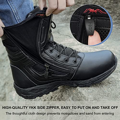 IODSON Zapatos de Hombre Botas/Botas de Combate/Botas Tácticas Ultra-Ligero Antideslizante Tela de Cuero Verdadero Transpirable JR-631 42 EU