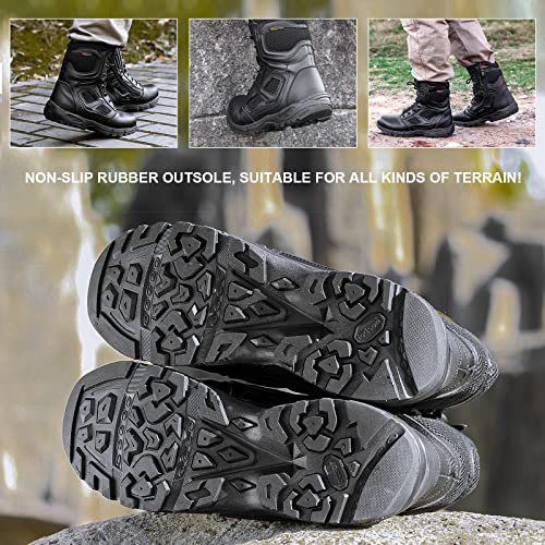 IODSON Zapatos de Hombre Botas/Botas de Combate/Botas Tácticas Ultra-Ligero Antideslizante Tela de Cuero Verdadero Transpirable JR-631 42 EU