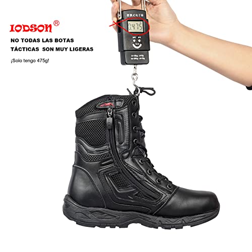 IODSON Zapatos de Hombre Botas/Botas de Combate/Botas Tácticas Ultra-Ligero Antideslizante Tela de Cuero Verdadero Transpirable JR-631 42 EU
