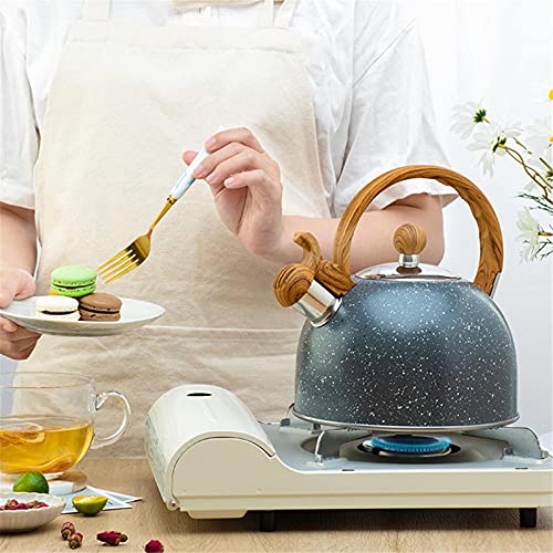IVQAPP Tea Kettle Tea Kettle Stovetop Tea Kettle Stainless Steel Teapot with Wood Grain Handle for Camping Hiking (Color : Gray, Size : One Size) (Gray One Size)