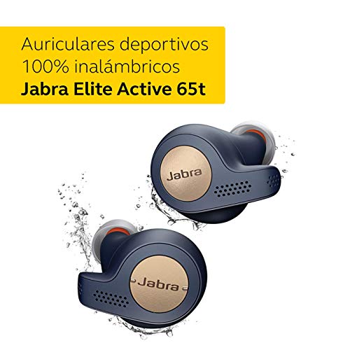 Jabra Elite Active 65t, Auriculares Deportivos Bluetooth con Cancelación Pasiva de Ruido y Sensor de Movimiento, Auténticas Llamadas Inalámbricas y Música, Azul Cobre