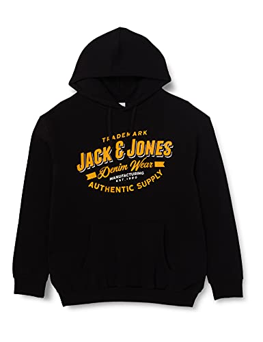 JACK & JONES PLUS JJELOGO Sweat Hood 2 Col 21/22 Noos PS suéter, Black, 5XL de los Hombres