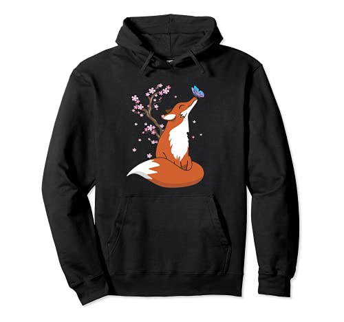 Japanese Sakura Fox Spring Cherry Blossom Flowers Kitsune Sudadera con Capucha
