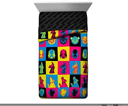 Jay Franco Fortnite Neon Warhol Comforter Features Llama, Peely, Vertex - Super Soft Fade Resistant Microfiber - (Official Fortnite Product)