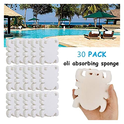 JINJUANYAO 30 Piezas Aceite Absorbente Scum Sponge Devors Scum, Slime & Green from Pools/Bañera de hidromasaje/Piscinas/Spas/Fregancias Devors Scum (Color : White)