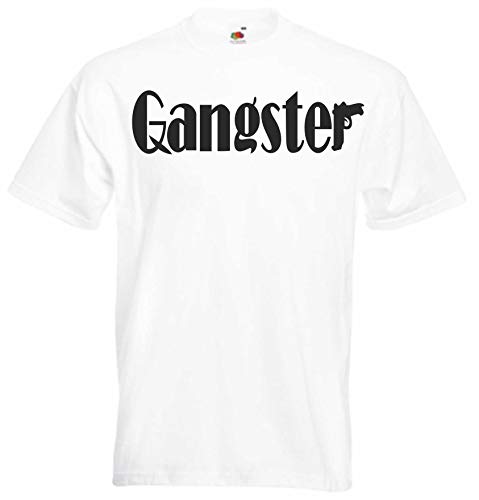 JINTORA Camiseta T-Shirt - Hombre Blanco - tamaño XL - Gangster - Crimen organizado de la Mafia - JDM/Die Cut - para Fiesta Carnaval Carnaval Laboral Deportes