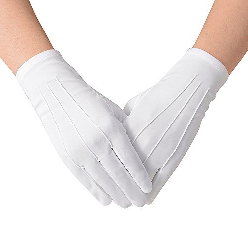 JISEN hombres policía formal esmoquin honor guardia desfile de nylon algodón guantes 26cm