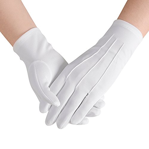 JISEN hombres policía formal esmoquin honor guardia desfile de nylon algodón guantes 26cm