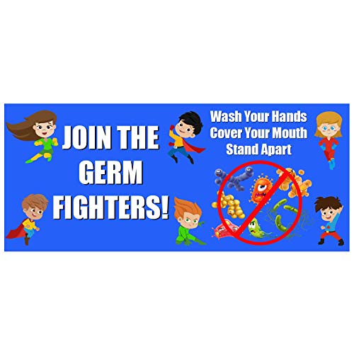 Join The Germ Fighters Anti-Slip Floor Stickers, 14" x 6", Pack of 5