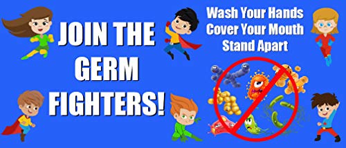 Join The Germ Fighters Anti-Slip Floor Stickers, 14" x 6", Pack of 5