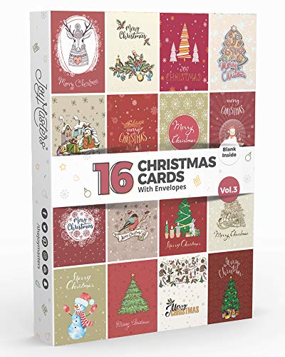 Joy Masters - 16 Caja de Tarjetas de Navidad Variados con Sobres - Vol. 3