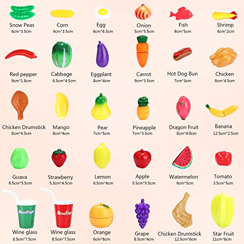 joylink Alimentos de Juguet, 42pcs Cortar Frutas Verduras Comida Cocina Juguete Temprano Educación Juegos para Niños