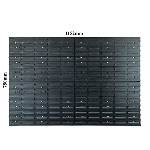 Juego de 90 piezas de pared para herramientas de 1152 x 780 mm con 44 cajas apilables, estantería perforada con soportes para herramientas para taller, sistema de almacenamiento, plastico
