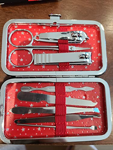 Juegos de manicura 12 piezas para mujeres, MOMSIV Fashion profesional de acero inoxidable cortaúñas kit de pedicura herramientas de aseo para niñas, negro