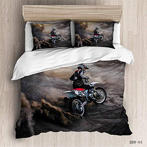 Juegos de ropa de cama con patrón motociclista para hombre Cool Locomotive Formula One Cars Juego de funda nórdica para niños Funda de colcha temática deportiva aire libre,Motorcycle 05,Single