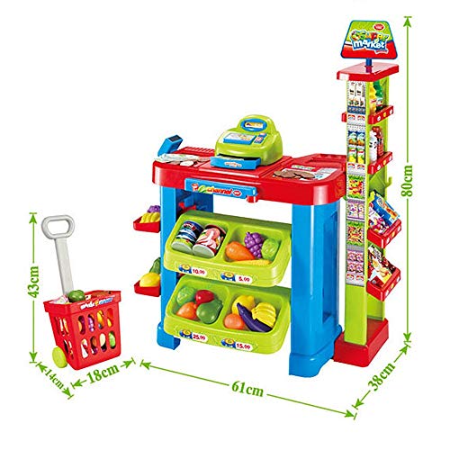 Juguetes para Niño Play Toys Inicio Supermercado Carrito de la compra Juego Compra y venta Pretendes Girls Boys Market Stall Compras de juguetes Caja registradora Juguetes con juguetes de juego Comida