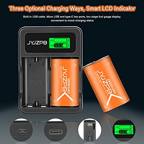 JYJZPB 4X 2800mAh Batería con Cargador para Xbox One, Xbox Series X/S, Batería de Controlador para Xbox One, Xbox One Elite, Xbox One S, Xbox One X, Xbox Series X, Xbox Series S