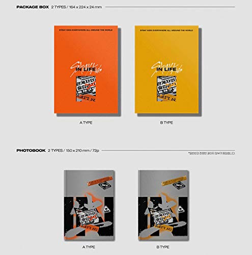 JYP Ent Stray Kids IN Life - Álbum de fotos para CD y fotos (2 fotos y postales, 4 fotos extra, 1 tarjeta de doble cara y espejo de bolsillo)