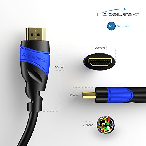 KabelDirekt – 7,5m Cable de Extensión HDMI, Compatible con (HDMI 2.0a/b, 2.0, 1.4a, 4K Ultra HD, 3D, Full HD 1080p, HDR, ARC High Speed con Ethernet, PS4, Xbox, HDTV), Top Series
