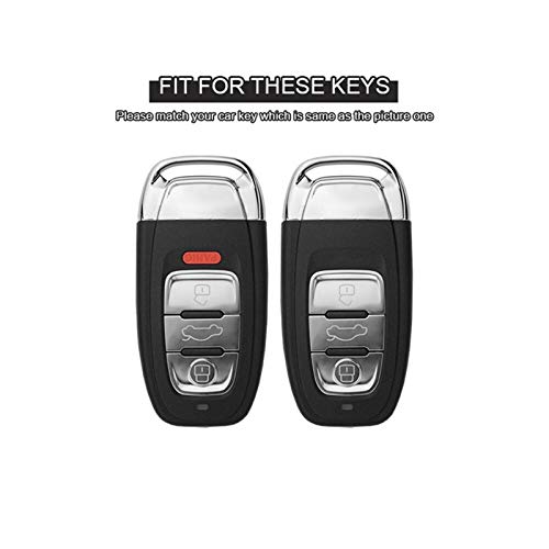 KCSAC Metall Zinc Alloy Coche Cubierta de la caja de la llave inteligente FOB SHELL LEVEYCHAIN ​​FORTS for AUDI A4L A6L Q5 A5 A7 A8 S5 S7 Keyless Entrada Key Play Styling (Color Name : Silver B)