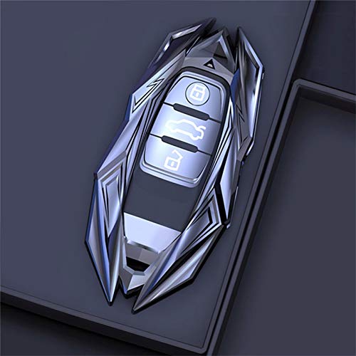 KCSAC Metall Zinc Alloy Coche Cubierta de la caja de la llave inteligente FOB SHELL LEVEYCHAIN ​​FORTS for AUDI A4L A6L Q5 A5 A7 A8 S5 S7 Keyless Entrada Key Play Styling (Color Name : Silver B)