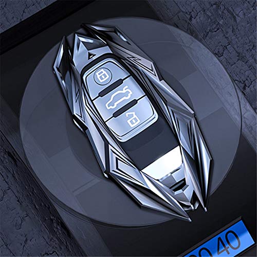 KCSAC Metall Zinc Alloy Coche Cubierta de la caja de la llave inteligente FOB SHELL LEVEYCHAIN ​​FORTS for AUDI A4L A6L Q5 A5 A7 A8 S5 S7 Keyless Entrada Key Play Styling (Color Name : Silver B)