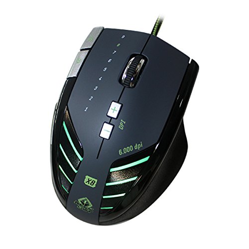 Keep Out Gaming X8 - Ratón Gaming láser, Color Gris, Verde y Negro