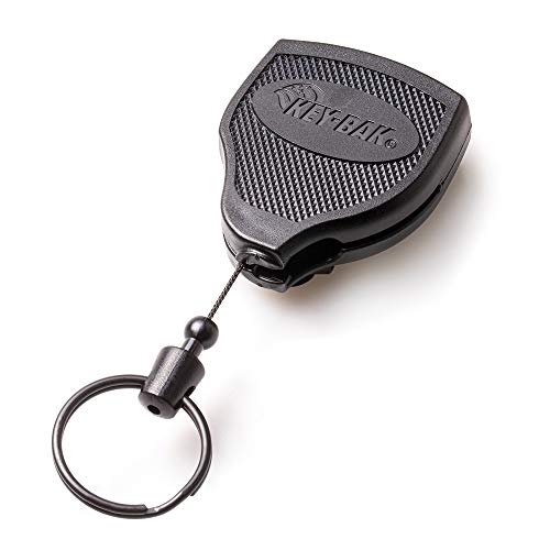 KEY-BAK SUPER48 - Carrete de llave estable Kevlar cuerda hasta 15 llaves con clip, negro