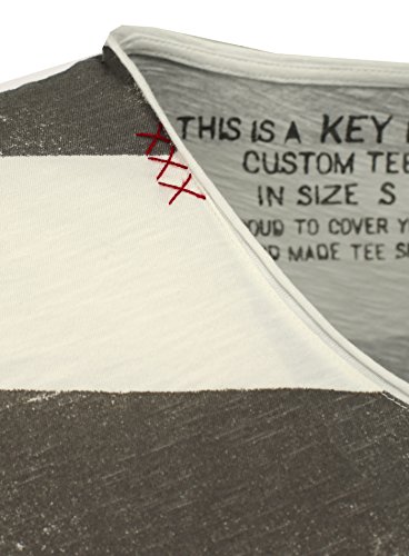 KEY LARGO Camiseta Hombre Airline Vintage Look De Rayas con Costuras Cuello Pico - Gris, M