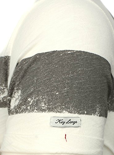 KEY LARGO Camiseta Hombre Airline Vintage Look De Rayas con Costuras Cuello Pico - Gris, M