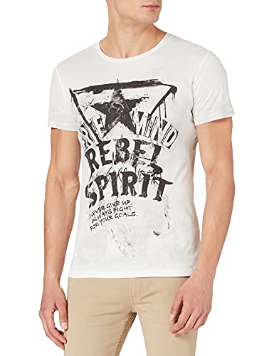 KEY LARGO Free Mind Round Camiseta, Offwhite-mud Brown (2095), M para Hombre