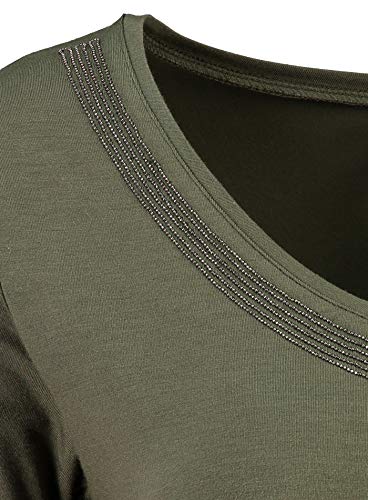 KEY LARGO Milly v-Neck Camiseta, Caqui (1505), L para Mujer