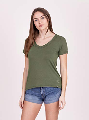 KEY LARGO Milly v-Neck Camiseta, Caqui (1505), L para Mujer
