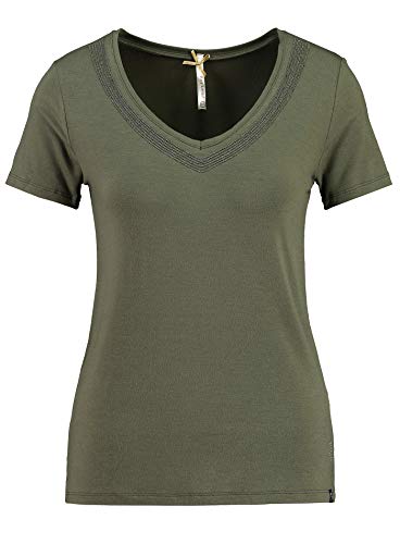 KEY LARGO Milly v-Neck Camiseta, Caqui (1505), L para Mujer
