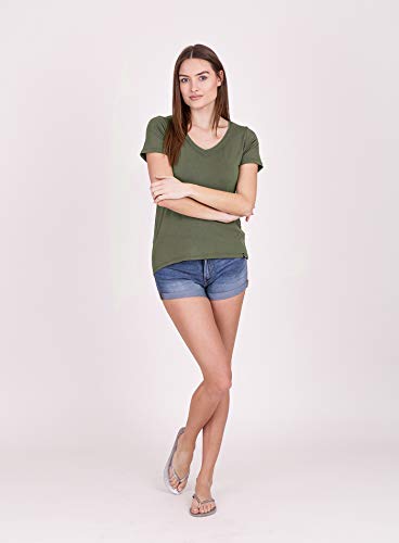 KEY LARGO Milly v-Neck Camiseta, Caqui (1505), L para Mujer