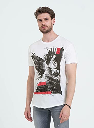 KEY LARGO Nighthawk Round Camiseta, Blanco Roto (1001), M para Hombre