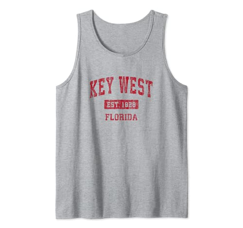 Key West Florida FL Vintage Sports Design Rojo Diseño Camiseta sin Mangas