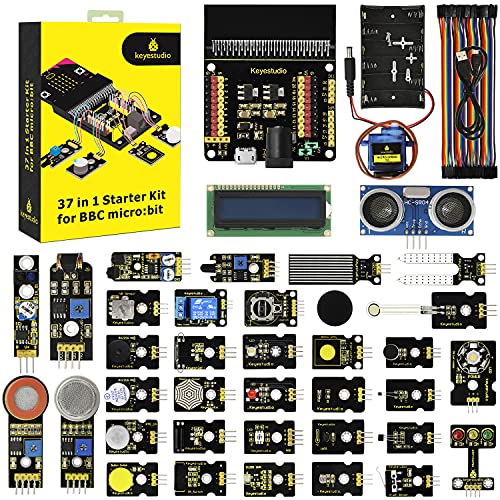 KEYESTUDIO BBC Micro:bit 37 In 1 Starter Kit with Tutorial for Early Stem Education for Beginners and Kids (Not Contained Microbit)