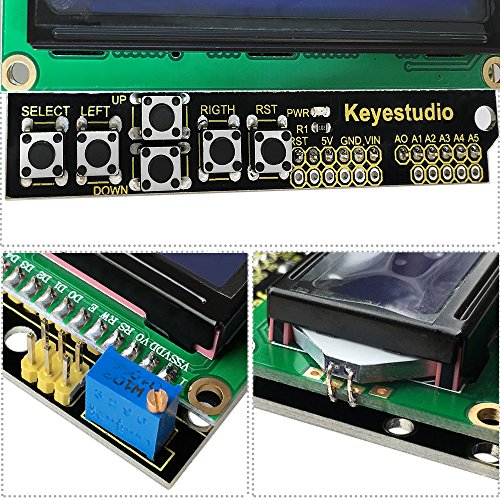 KEYESTUDIO LCD Teclado Escudo Junta Módulo 1602 Compatible con Ajuste de Contraste y Control de para Arduino IDE