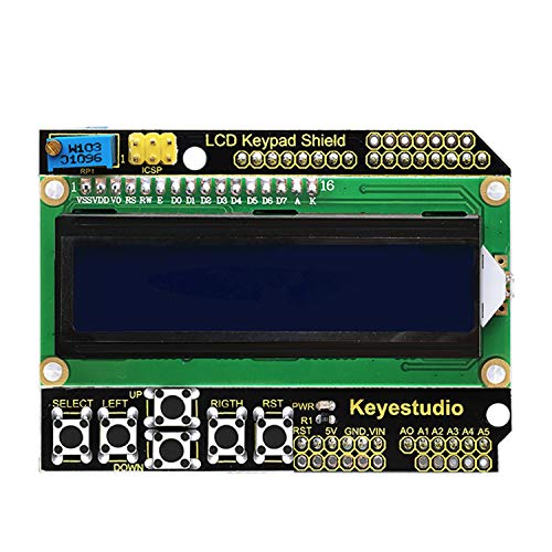 KEYESTUDIO LCD Teclado Escudo Junta Módulo 1602 Compatible con Ajuste de Contraste y Control de para Arduino IDE