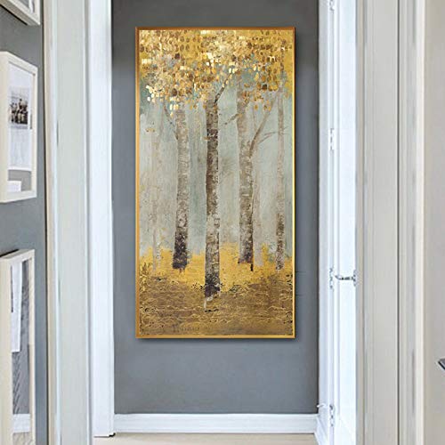 KGCA Abstact Golden Coins Forest Canvas Pintura Gran Cartel Imprimir Forme la Imagen de Arte de la Pared de Oro for la Sala de Estar HD (Color : 1, Size (Inch) : 50x100cm no Frame)