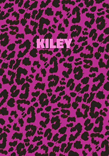 Kiley: Personalized Pink Leopard Print Notebook (Animal Skin Pattern). College Ruled (Lined) Journal for Notes, Diary, Journaling. Wild Cat Theme Design with Cheetah Fur Graphic
