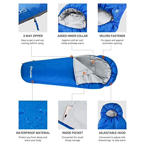 KingCamp Trek 3-4 Season Mummy Sleeping Bag Doble Capa Caliente para Adultos al Aire Libre Camping Senderismo