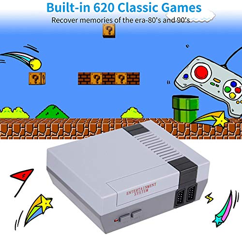 KINMRIS Consola de Juegos Retro, Salida AV Consola NES incorporada 620 Juego clásico, Consola de Videojuegos Plug and Play con 2 Controladores de Mano, Regalo Familiar para niños y Adultos