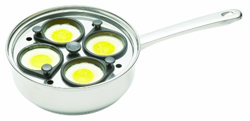 Kitchen Craft 4 Egg Poacher Pan in Gift Box, Non Stick and Induction Safe, Stainless Steel, 20.5 cm