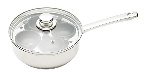 Kitchen Craft 4 Egg Poacher Pan in Gift Box, Non Stick and Induction Safe, Stainless Steel, 20.5 cm