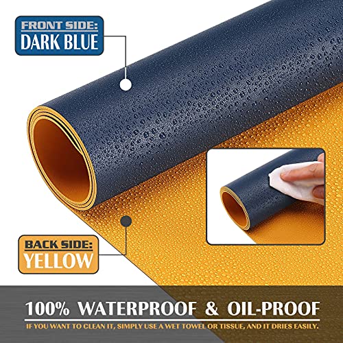 Knodel Alfombrilla de Escritorio, Tapete Escritoriode de Oficina, Alfombrilla de Escritorio Hecho de Cuero PU, Alfombrilla del Escritorio del Ordenador portátil, Doble Cara (43 x 90cm, Azul oscuro)